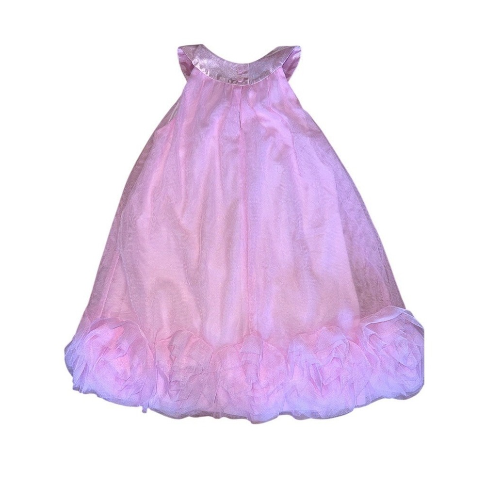 Biscotti Girls Party Dress Size‎ 5 Pink Tulle Jeweled Collar Rosette Hem wedding - Picture 5 of 5